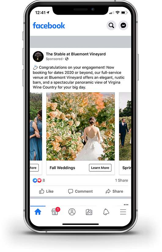 hawthorn creative hospitality marketing bluemont vineyard case study social ads iphone left