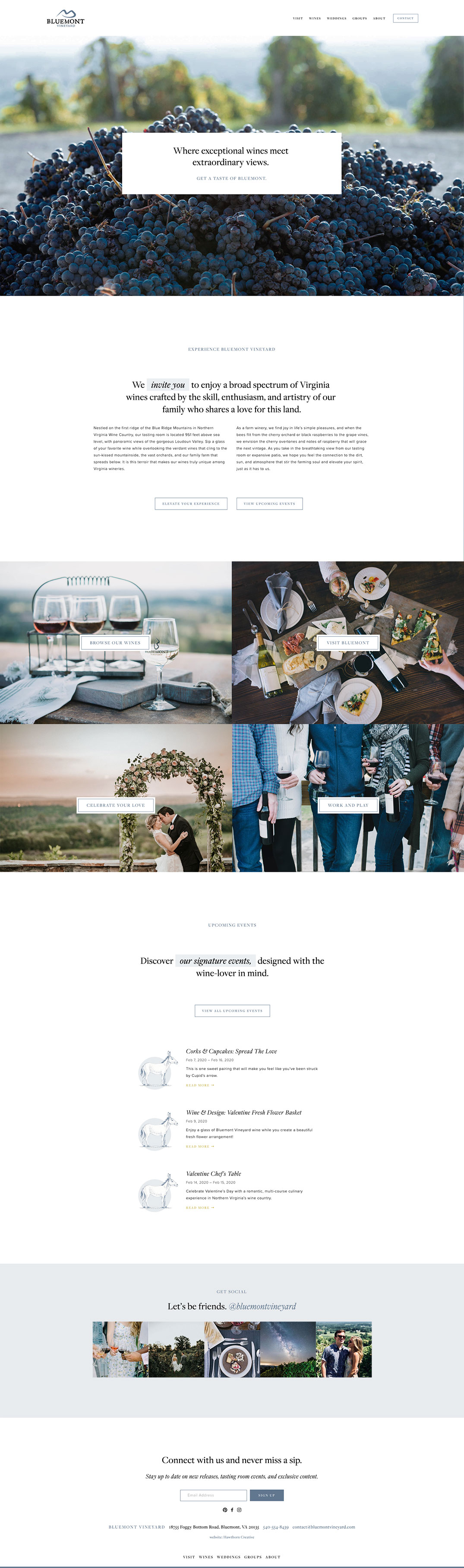 hawthorn creative hospitality marketing bluemont vineyard case study website homepage scroll